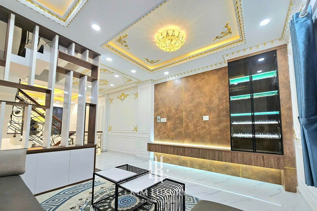 Thi công Phào chỉ PU dát vàng - Nhà phố Bình Dương