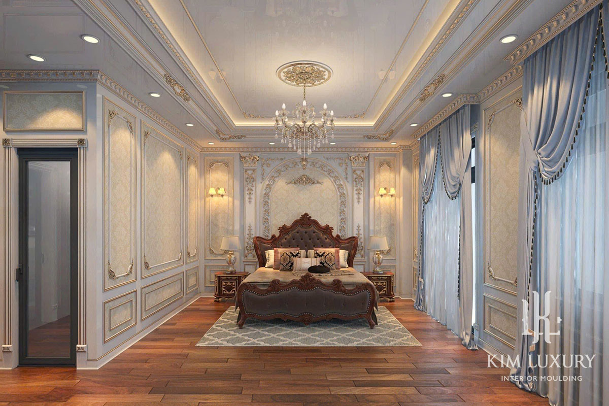 Thi công Phòng ngủ Tân Cổ Điển dát vàng